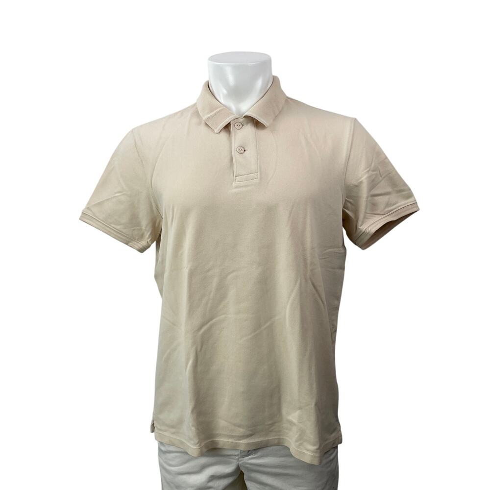 Club Monaco Men's Beige Short Sleeves Casual Button Collared Polo Shirt Top L/G